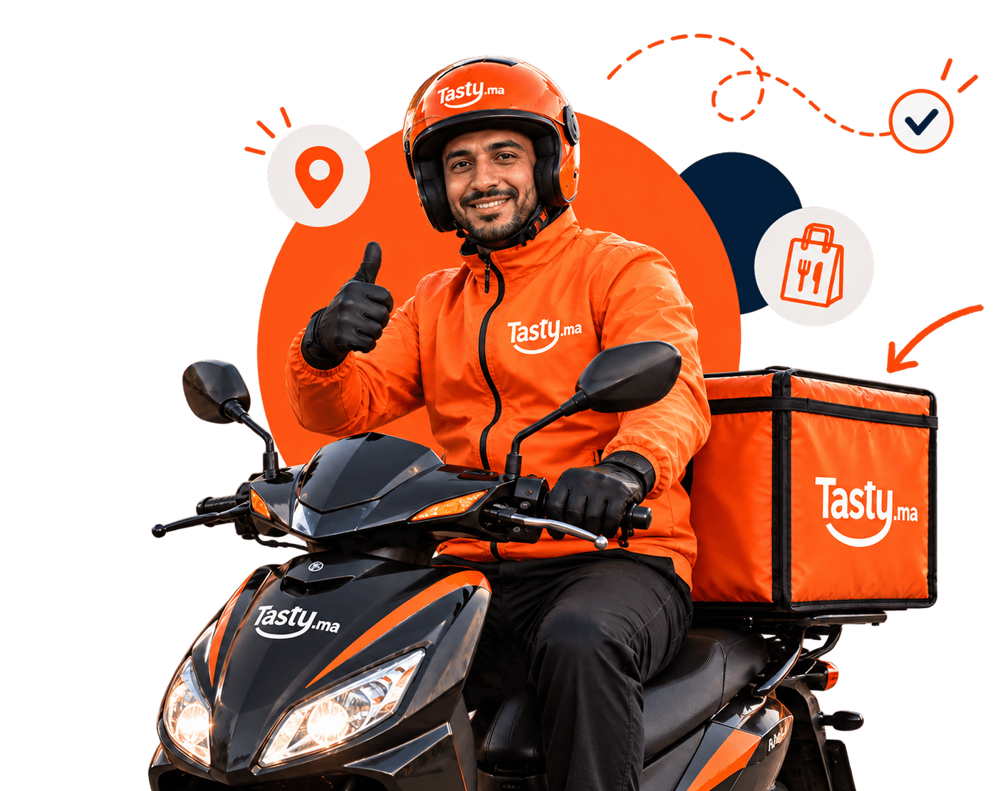 Livreur Tasty sur son scooter