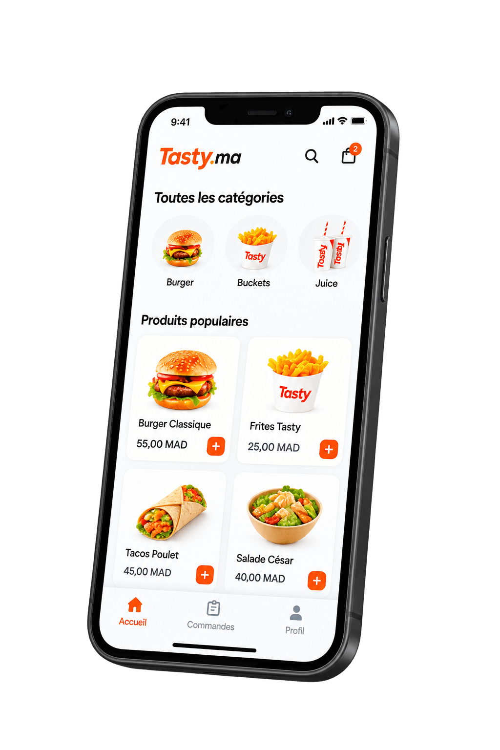 Storefront Tasty affiché sur téléphone